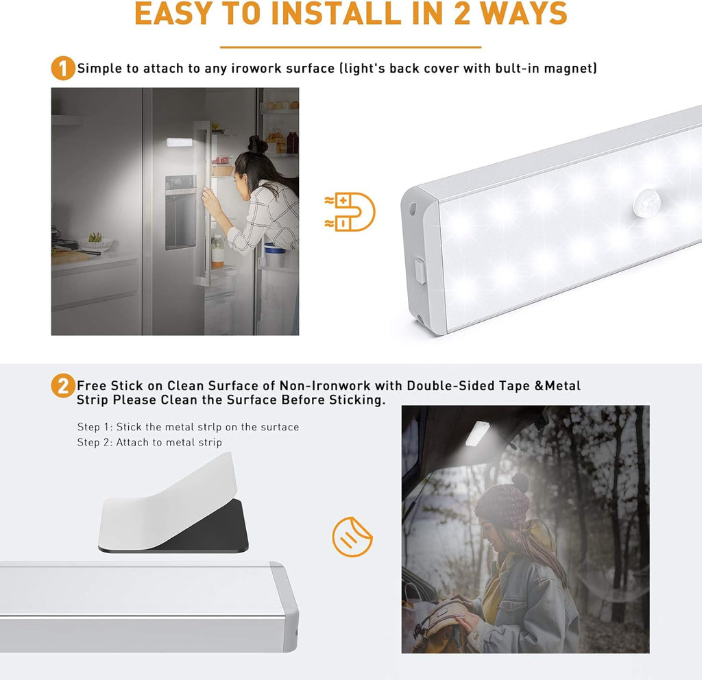 LED Closet Light, 5 Pcs 3 Color Temperatures Dimmer USB Rechargeable Motion Sensor Light Under Cabinet Lighting, Stick-Anywhere Night Safe Light Bar for Wardrobe,Kitchen