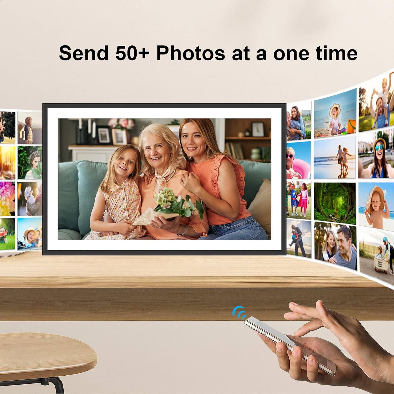 SSAWIFIFRAME Digital Picture Frame 15.6 inch Large 32GB WiFi Digital Photo Frame, Easy to Share Photos and Videos via Free App, IPS Touch Screen, Auto-Rotate, Send 50 Photos one time no Limit