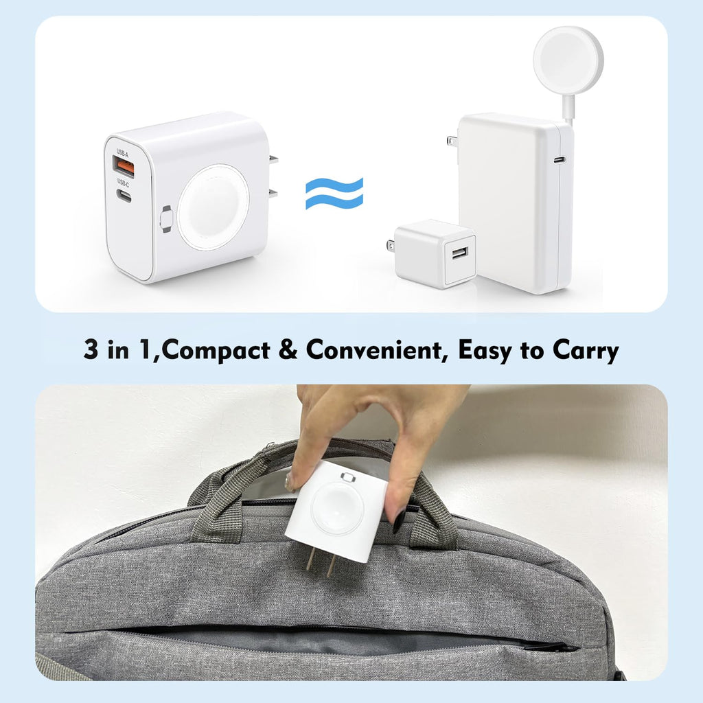 for Apple Watch Charger,Wireless Magnetic for Apple Watch Charging,2Pack 23W Dual Port(USB-C+USB-A)Fast Wall Charging Block Travel Plug iWatch Charger for iWatch 11/Ultra/SE/10/9/8/7/6,iPhone 17/16/15