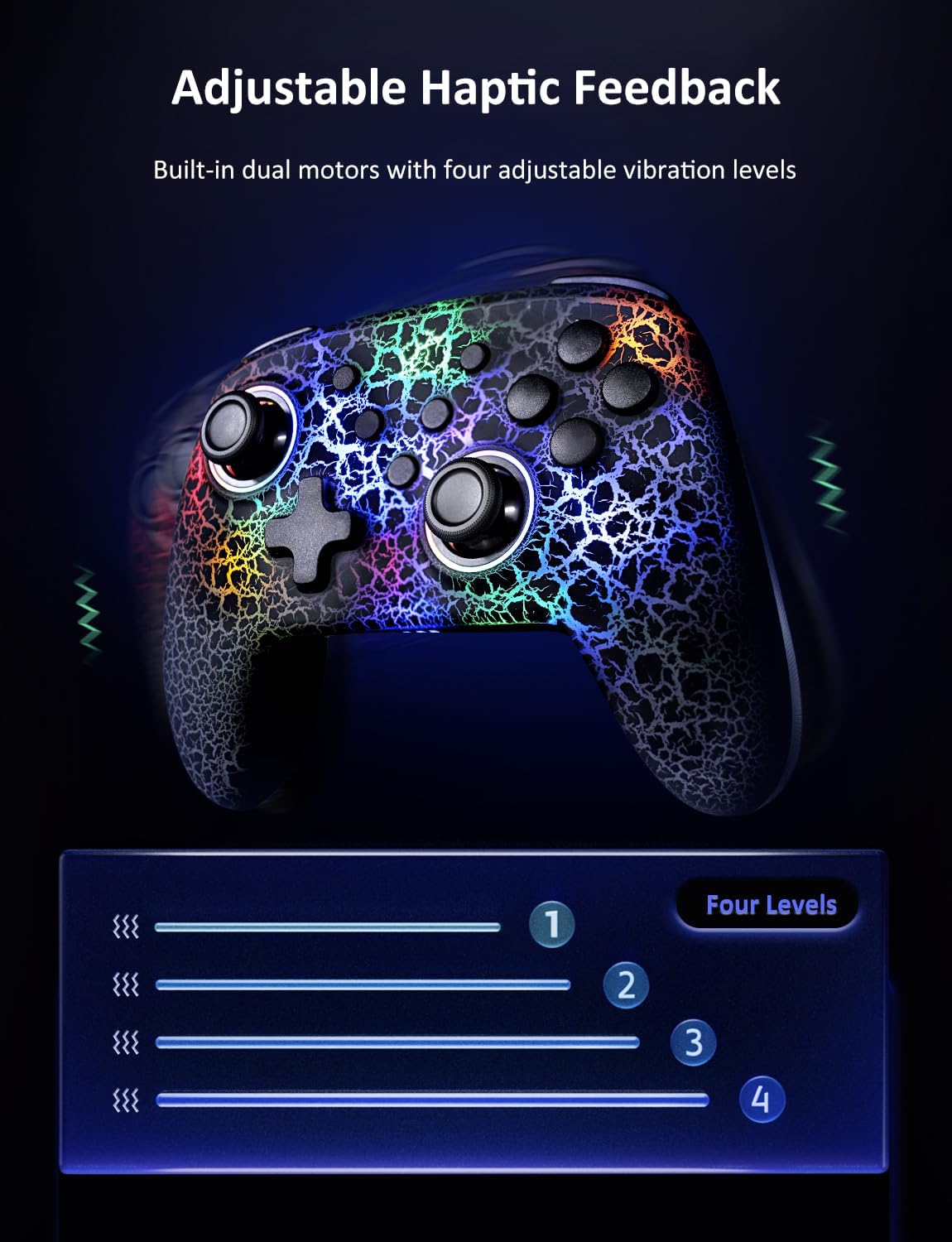 NexiGo Wireless Controller (No Deadzone) for Switch 2 and Switch, Bluetooth Controllers for Nintendo Switch with Vibration, Motion, Turbo and LED Light (Lightstorm)