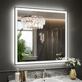 WTTY 36"X36" LED Bathroom Mirror with Black Frame, Bathroom Vanity Mirror with Lights for Wall, Front Light and Backlit, Anti-Fog, Dimmable, 3 Colors, Shatterproof, Memory, Horizontal/Vertical