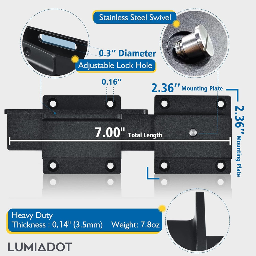 Flip Gate Latch Lock with Padlock Hole, 1Pack, 3.5mm Heavy Duty Aluminum Alloy Adjustable Door Latch for Sliding Swing Open Gates, Outdoor, Wooden Fence, Barn, Shed, Garage, Yard