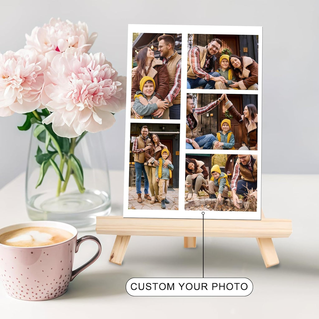 Custom Photo Frame with Stand, Personalized Picture Display, MDF and Wood Construction, Desktop Decor, Multiple Designs, Customizable Gift for Family and Friends