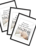 iHery Standard 16x20in Premium Truly Natural OAK Wood Black Color Picture Frame with 2 Mats (11x14,16x20), Acrylic Glass Thickened Backboard, Minimalist Photo Frames Narrow Border Set of 3