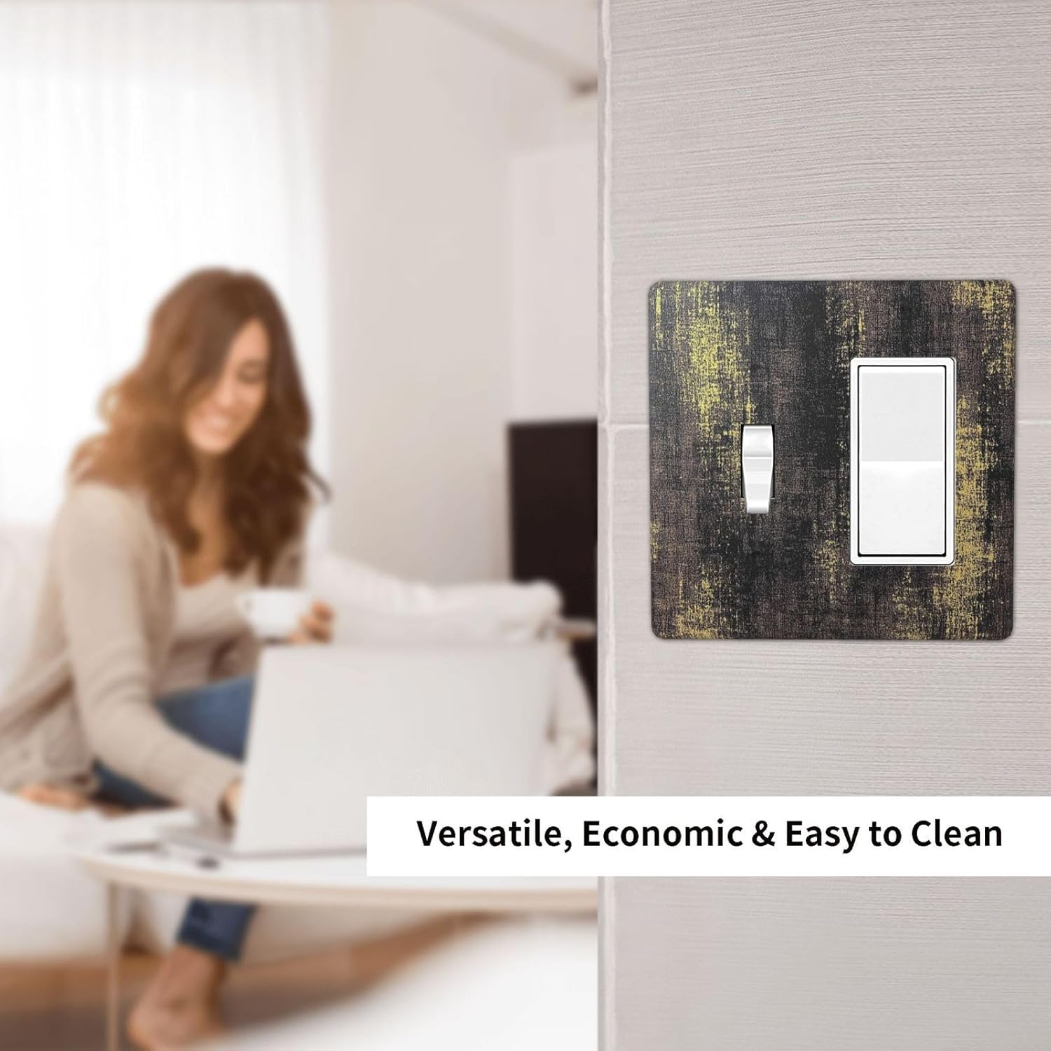 Outlet Covers Vintage Industrial Rusty Metallic 1 Toggle 1 Rocker Combination Decorative Wall Plate Electrical Switch Plates Light Switch Cover Plate For Farmhouse Cabin Decor