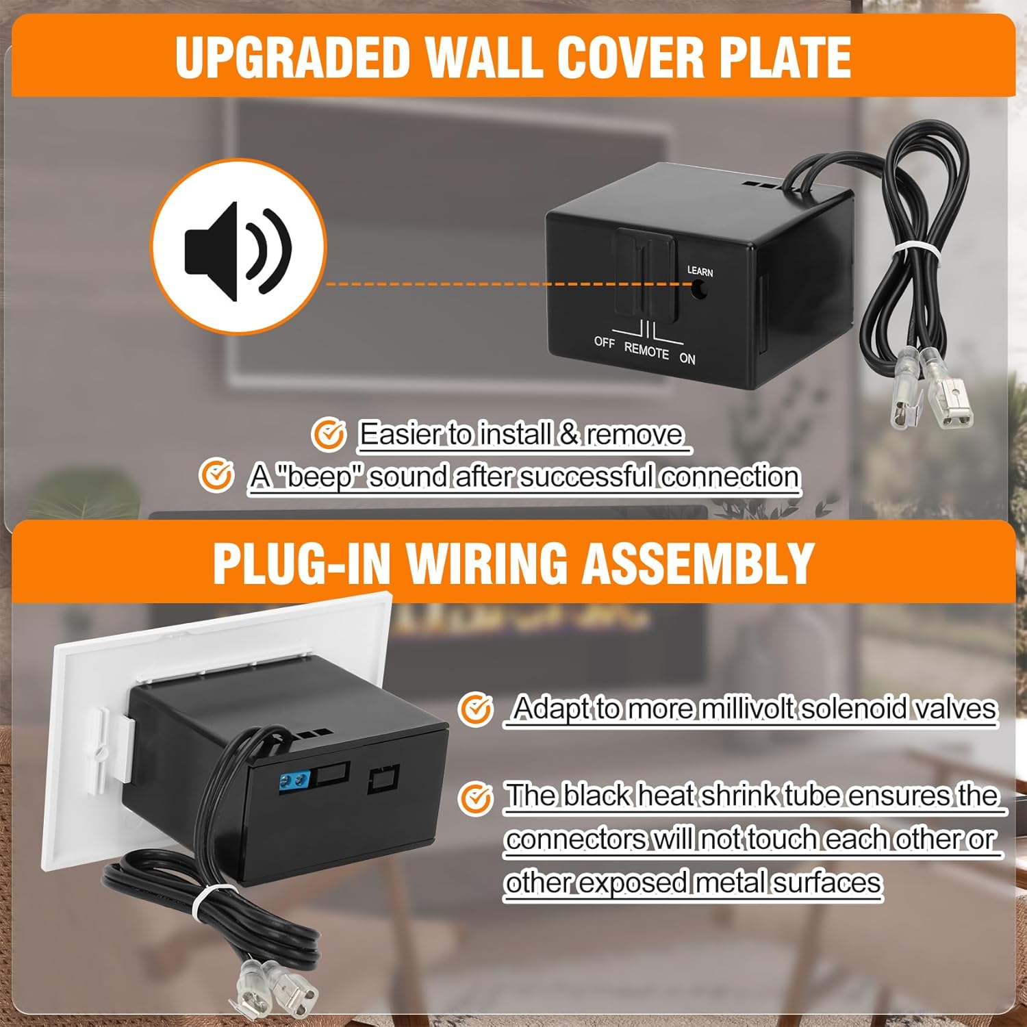 Universal Gas Fireplace Remote Control,Fit skytech 1001-A 1001TX 3001,durablow TR1003,Napoleon F45,Acumen RCK-IW,Ambient RCB,realFyre and More,Fireplace On/Off Remote Control Kit for Millivolt Valve