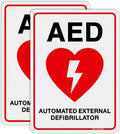 T&R AED Sign - 2 Pack - 10 x 7 Inches Rust Free .040 Aluminum -Reflective, UV Protected, Waterproof, Weatherproof and Fade Resistant - 4 Pre-drilled Holes