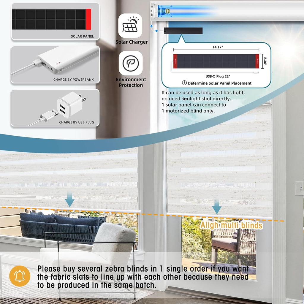 SmartWings Motorized Zebra Shades with Valance Work with Alexa Thread Homekit Z-Wave Google Home, 85% Blackout Light Filtering Day Night Sheer Blinds Remote Control, Customized 16"-110"W, Linen White