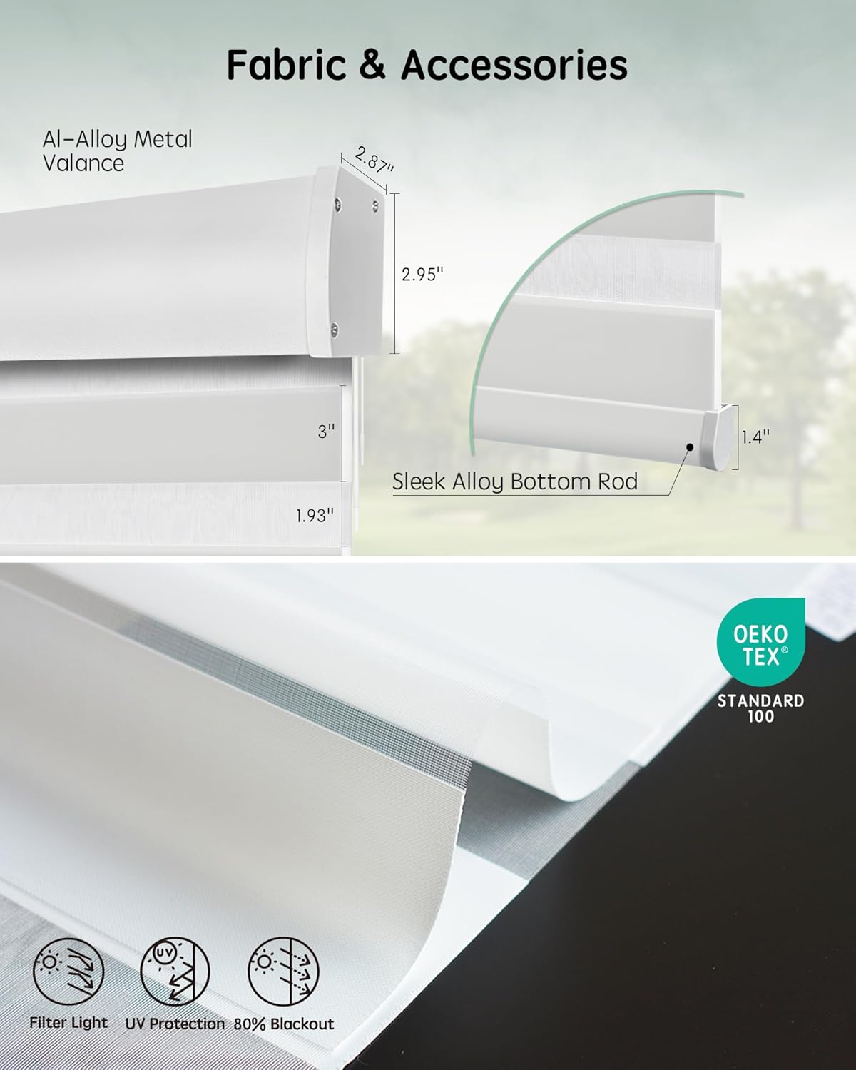 Yoolax Motorized Blinds with Remote, Electric Zebra Blinds for Indoor Windows, Room Darkening Smart Shades with Voice Control, Compatible with Alexa Google Home, APP Control, 40" W x 72" H, White