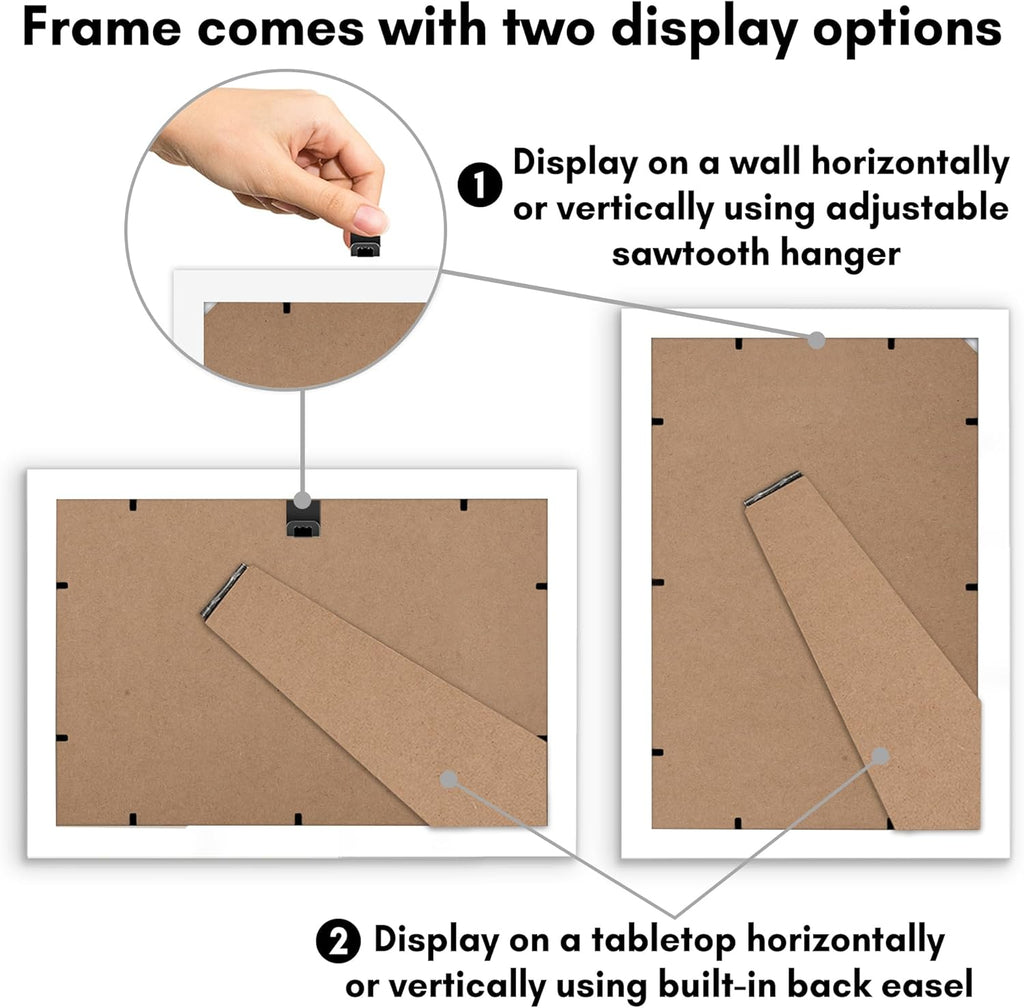 Americanflat 8x12 Picture Frame with Shatter-Resistant Glass - Signature Collection - Gallery-Style Frames Made of Engineered Wood - Photo Frame for Tabletop and Wall Display - White