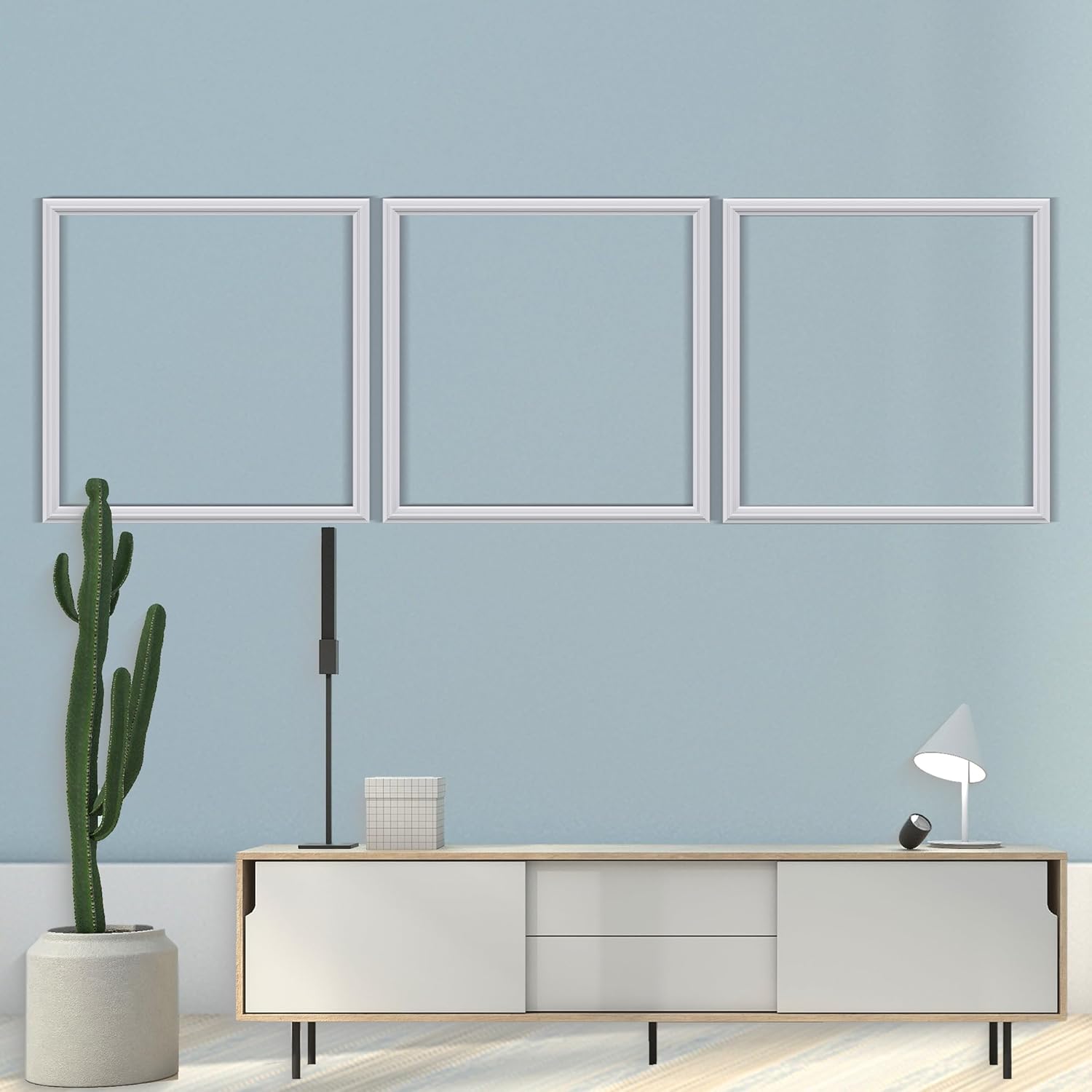 3 PCS Premade Wainscoting Panels Accent Wall Panels for Interior Wall Decor Easy DIY Build and Batten Chair Rail & Picture Frame Door Decor(20 x 20 in)
