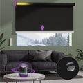 Astomi Motorized Roller Shades for Windows, Blackout Smart Blinds for Indoor, Effortless Remote & Voice Control, Compatible with Alexa, Google Home, Custom Size，Vinyl-Pure Black