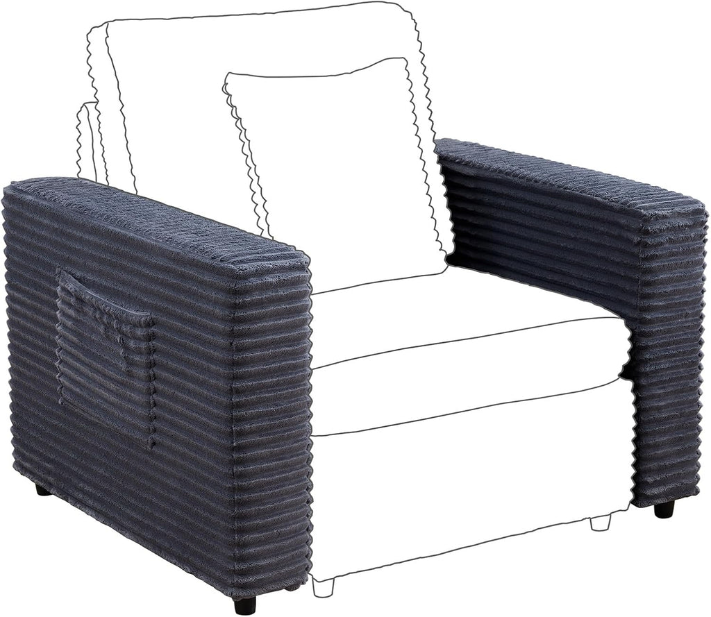LEVNARY Modular Sofa Armrest Set of 2 with Side Storage Pockets, Faux Rabbit Fur Upholstered Arm Panels, Compatible with Modular Recliner System (Gray)