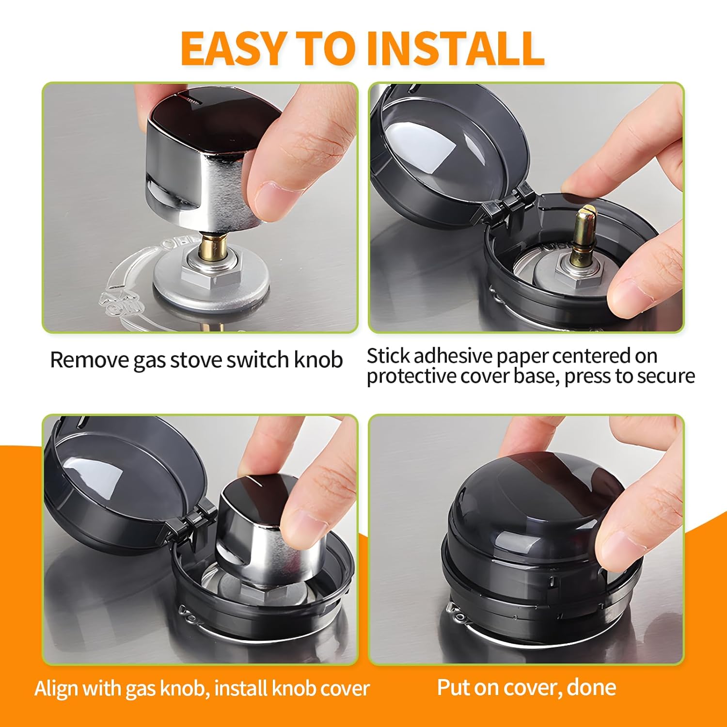 Gas Stove Knob Covers – Heat-Resistant Baby Proof Stove Knob Covers, Universal Size Gas Stove Knob Locks, Stove Child Proof Knobs with Adhesive, Stove Safety Guard for Kids Toddler Pet(4 Pack)