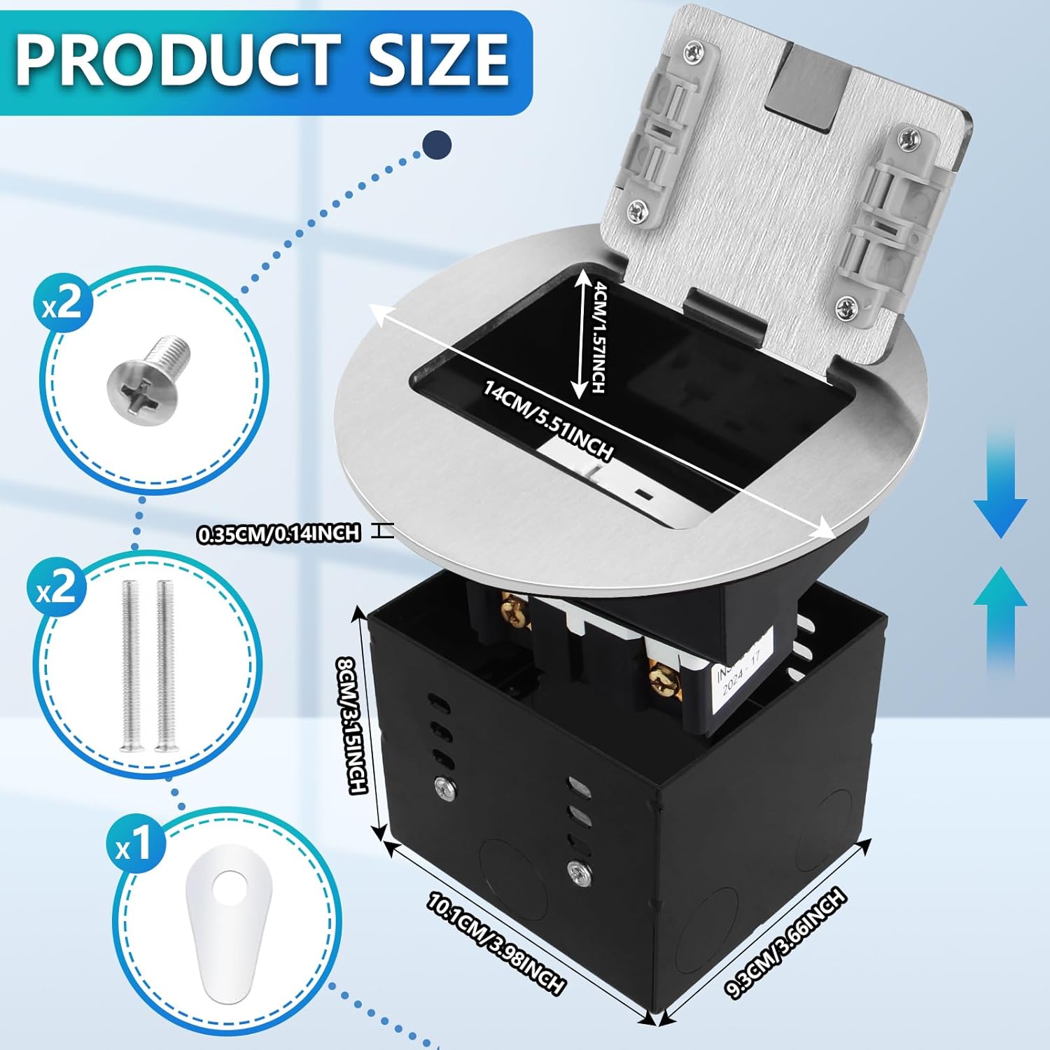 KYHSHJ Recessed Circular Floor Socket Kit with2* 20 Amp Stainless Steel GFCI Tamper Receptacle Outlet,Corrosive Resistant Hardware，Silver