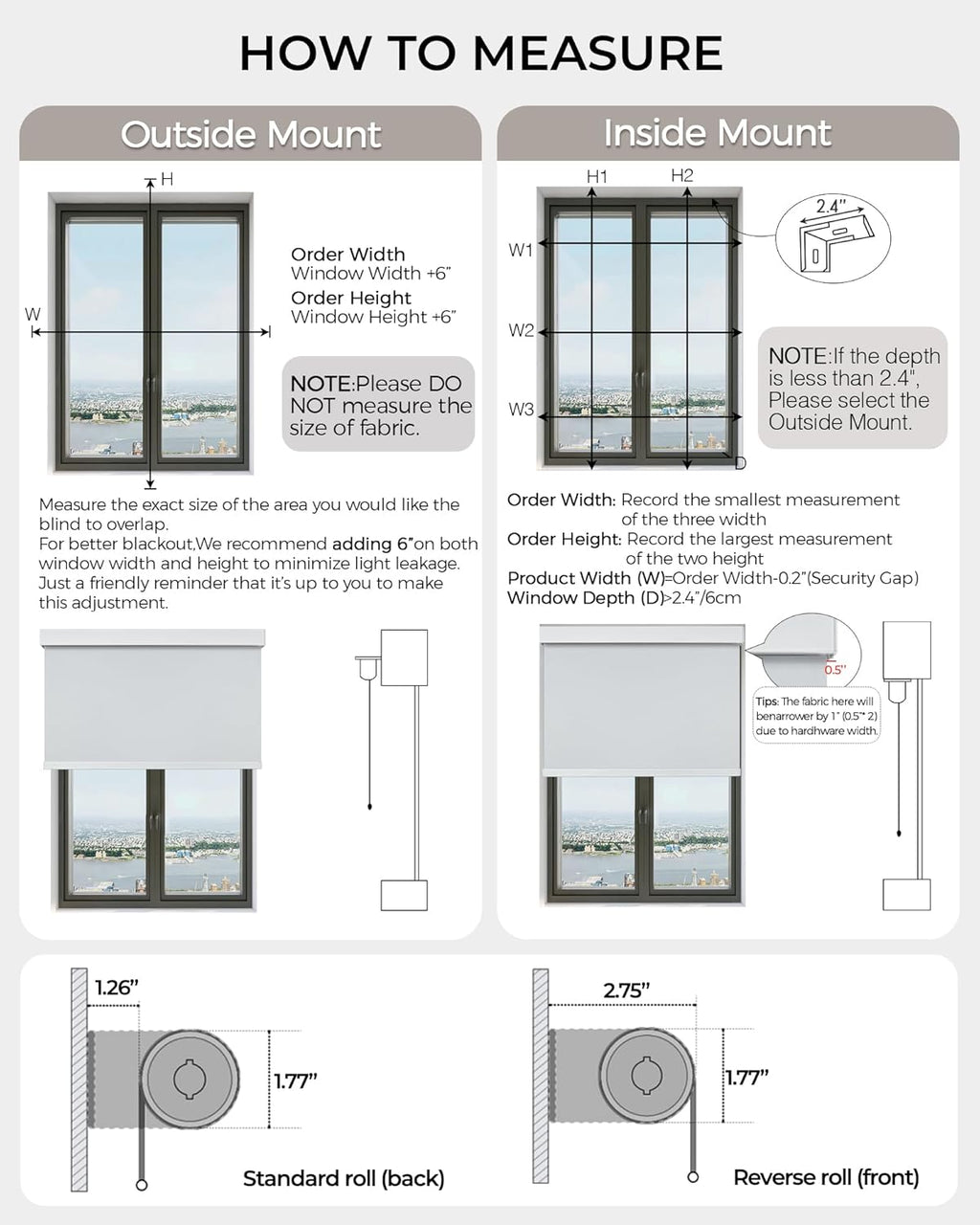 Motorized Roller Shade, 100% Blackout Electric 21-98” Width Blinds for Windows Via Hub Remote Alexa Google Home, Rechargeable Smart Automatic Customized Size（Dule Side-White）