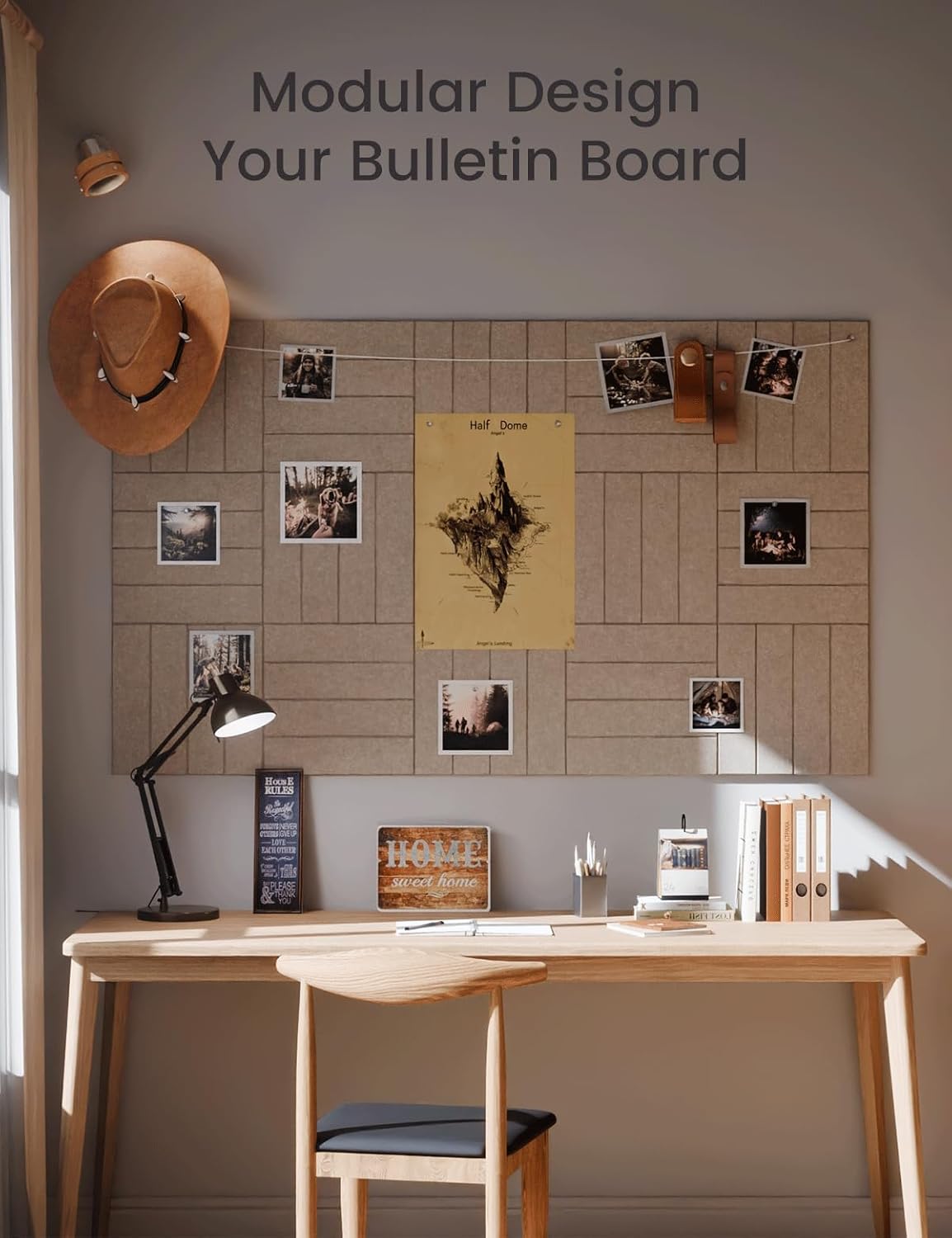 Large Felt Bulletin Board 48" x 36" Cork Board Alternative-12 Pack with 70 Safe Removable Adhesive Tabs, Cork Boards for Walls Felt Board for Home Office Classroom Pin Board-Taupe
