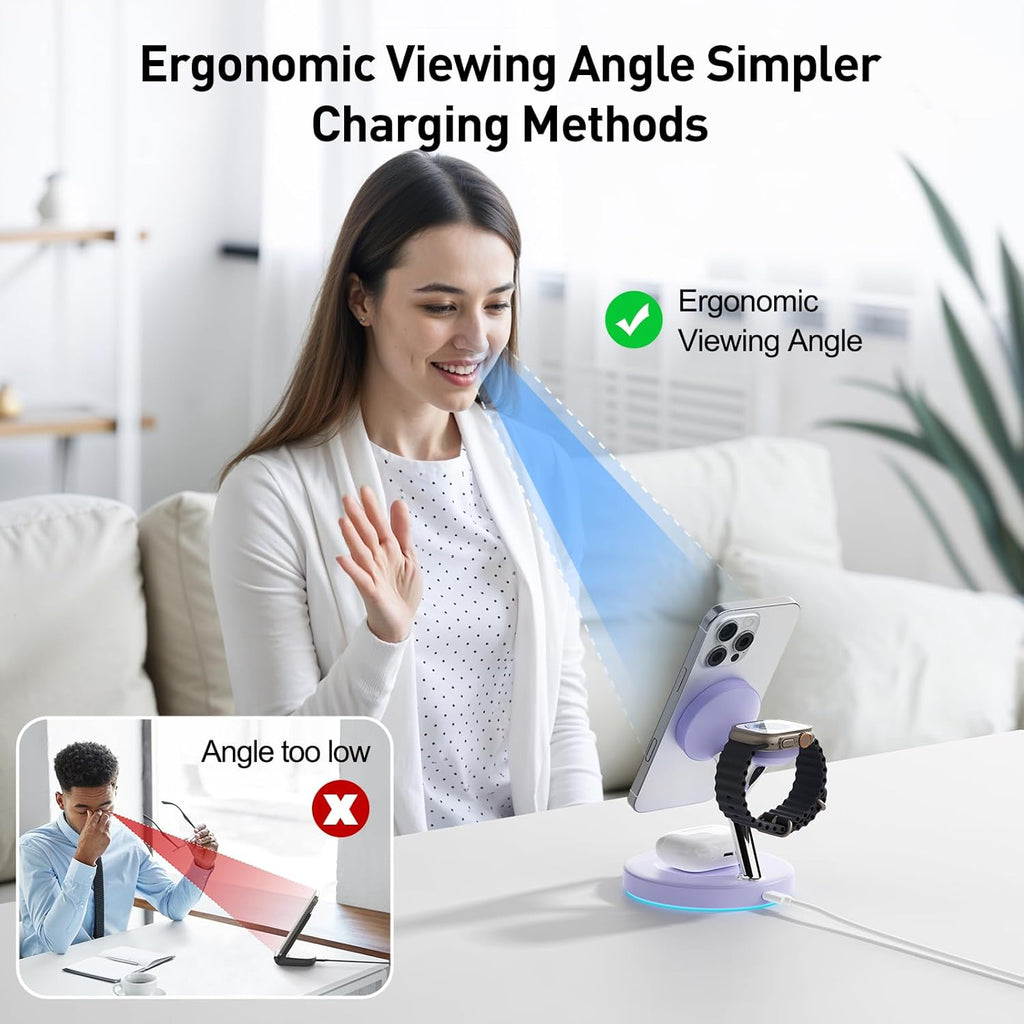 2025 3 in 1Charging Station Compatible with Mag-safe Charger Wireless Charger Stand for iPhoneAir17 16 15 14 13 12Series Wireless Charging Station for AirPods Wireless Charging Stand for iWatch Series