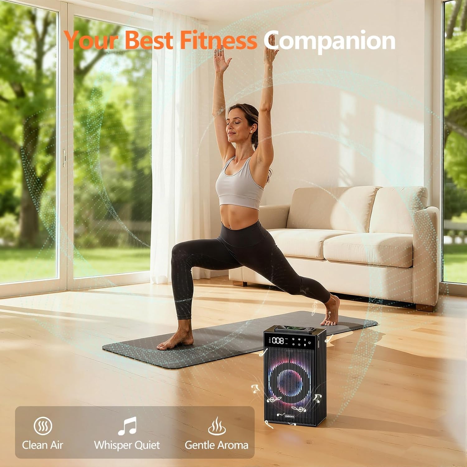 CleanForce Cube | 4-in-1 Desk Smart Air Purifier with Bluetooth Speaker, Wireless Charger & Aroma Diffuser | for Home Office, Bedroom | FCC Certified | Quiet & Space Saving