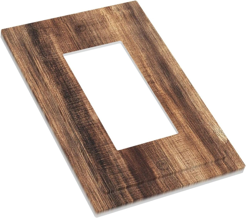 Decorative Outlet Covers Vintage Rustic Brown Wood Grain 1 Gang Single Rocker Light Switch Cover Plate Wall Plates GFCI Faceplate for Bedroom Farmhouse Decor