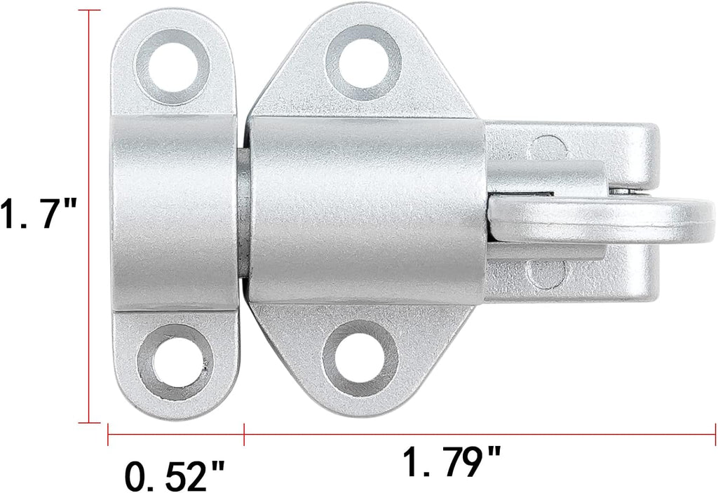 3 Packs Self-Closing Latches，Silver Gray Spring Door Lock，Resilient Bolt Latch Aluminum Alloy Safety Automatic Spring Barrel Slide Door Lock with Screws,Used for Gate,Window and Cabinet etc
