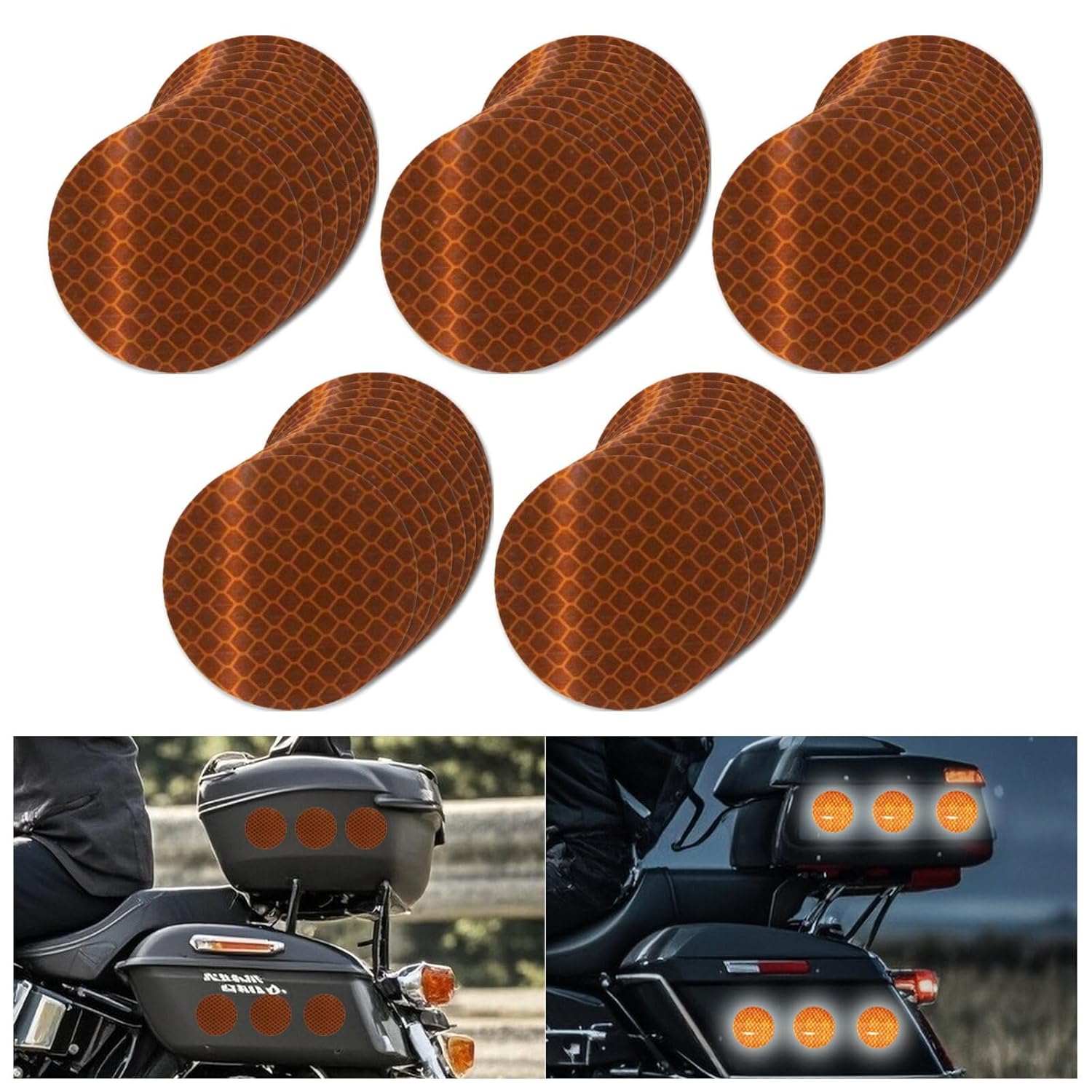 Non Fading Brown Reflective Stickers 2-inch Diameter Round Reflector, Outdoor Waterproof High Visibility Warning Adhesive Tape (50 Pcs)