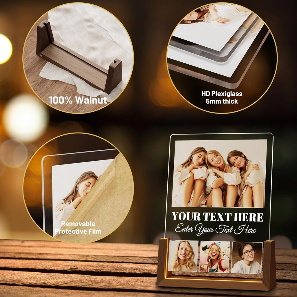 Photo Decorative Plaque Personalized Gifts, Custom Valentines Gifts for Him Her, Customized Picture Frame for Boyfriend Girlfriend Couples Wife Women on Anniversary Birthday