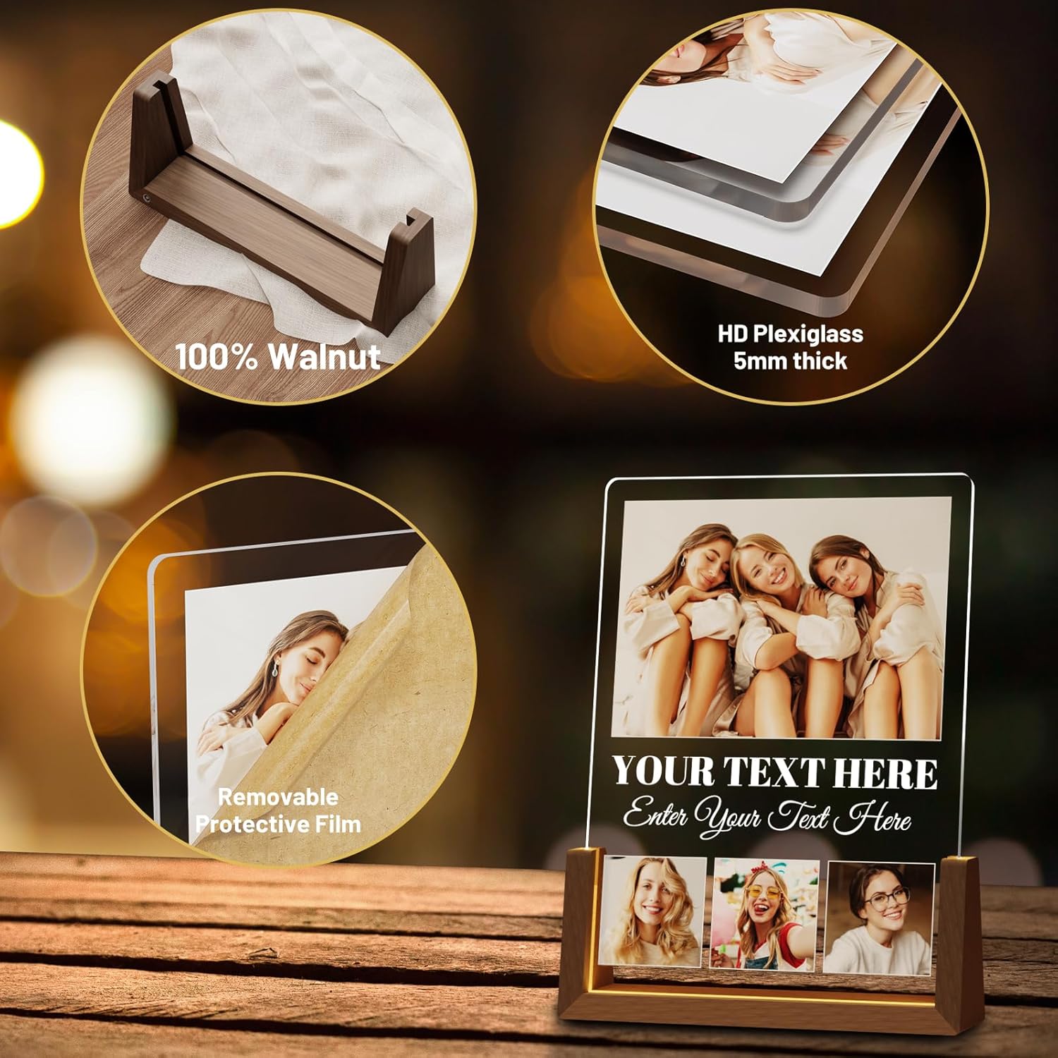 Photo Decorative Plaque Personalized Gifts, Custom Valentines Gifts for Him Her, Customized Picture Frame for Boyfriend Girlfriend Couples Wife Women on Anniversary Birthday