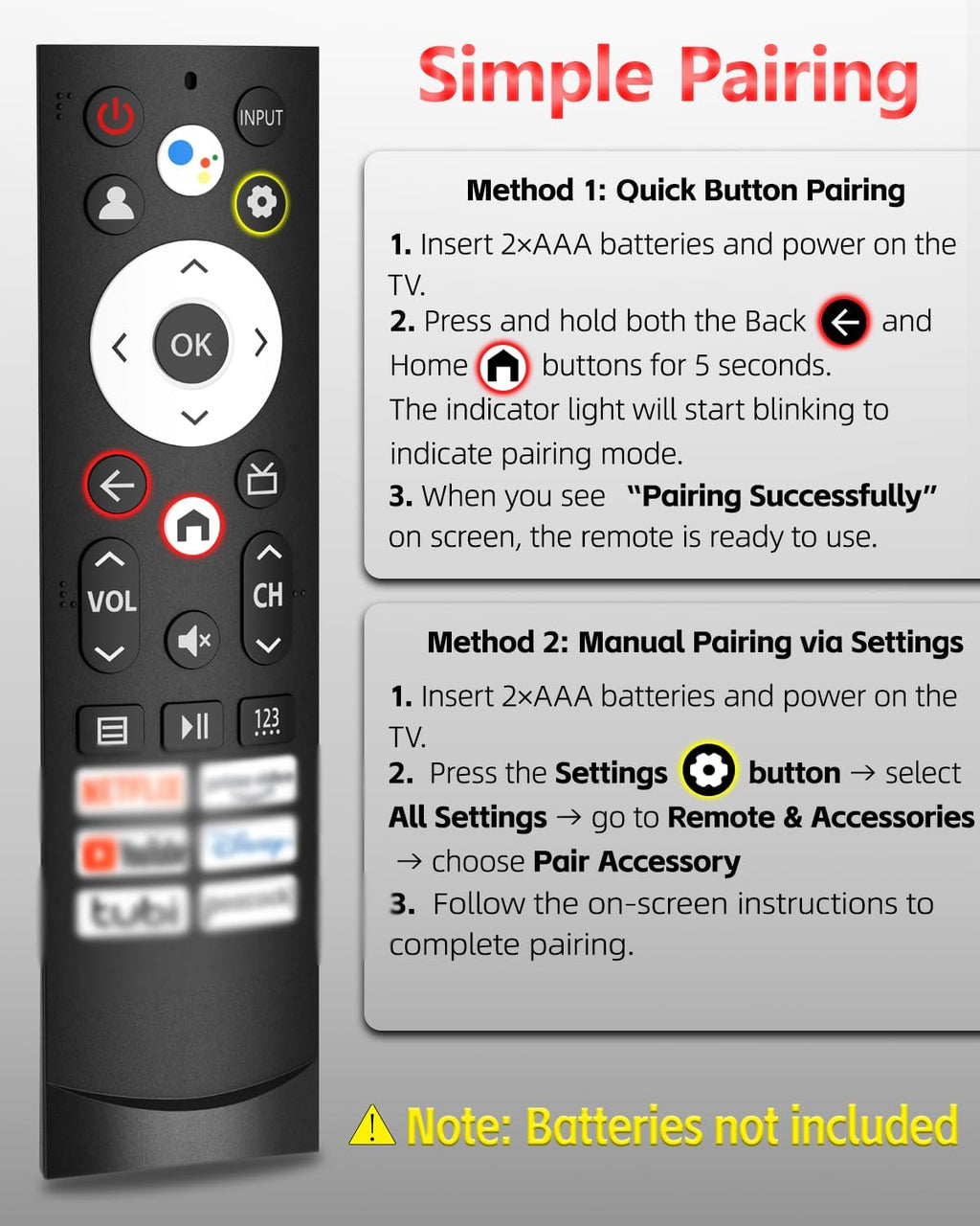 Voice Remote Replacement Fit for Hisense Google Smart TVs –Compatible with 4K QLED UHD Mini-LED Quantum ULED Series, 2-Year Warranty