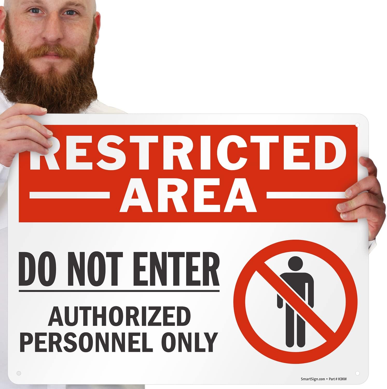 SmartSign 18 x 24 inch “Restricted Area - Do Not Enter, Authorized Personnel Only” Metal Sign with Symbol, 80 mil Laminated Rustproof Aluminum, Red, White and Black, Made in USA