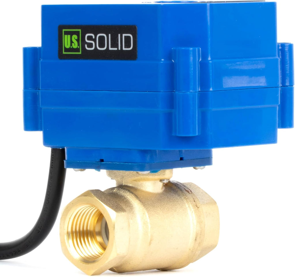 U.S. Solid 1/2" NPT Motorized Ball Valve with US Plug 110VAC Brass Electrical Ball Valve,Auto Return, Normally Closed, IP65