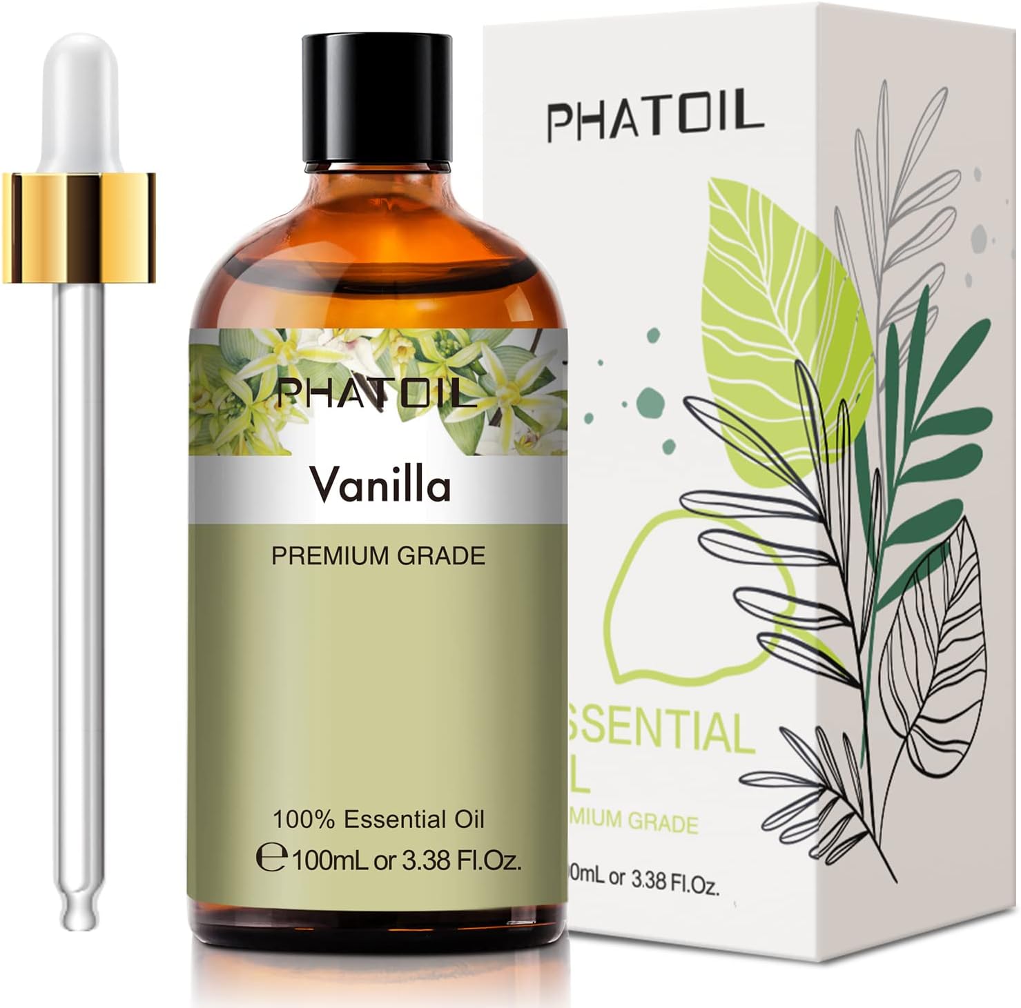 PHATOIL Vanilla Essential Oil 100ML, Vanilla Essential Oils for Diffuser, Humidifier, Aromatherapy, Sleep, Relax