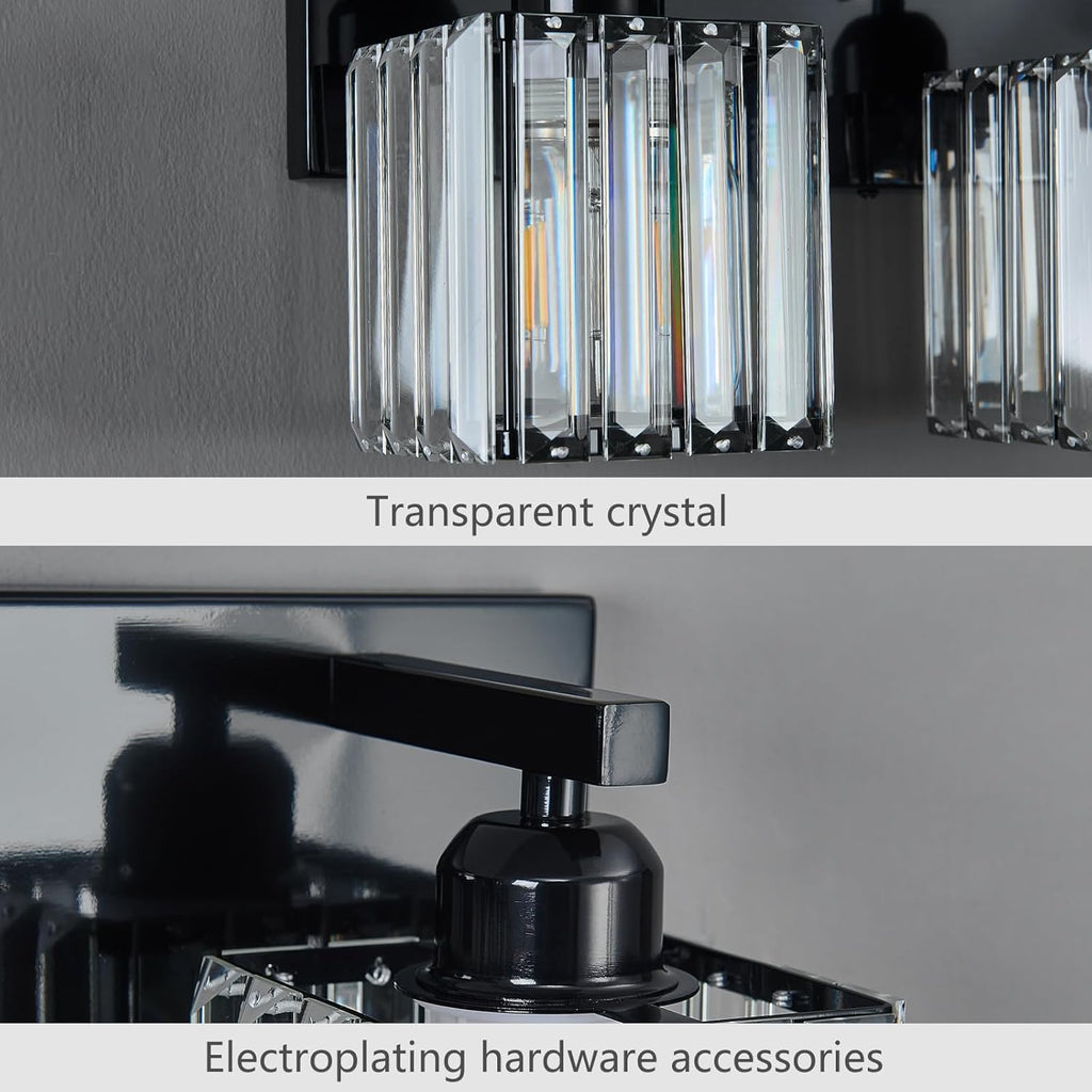 Modern Bathroom Vanity Light 5-Lights Plating Black Crystal Bathroom Wall Light Vanity Light Fixtures