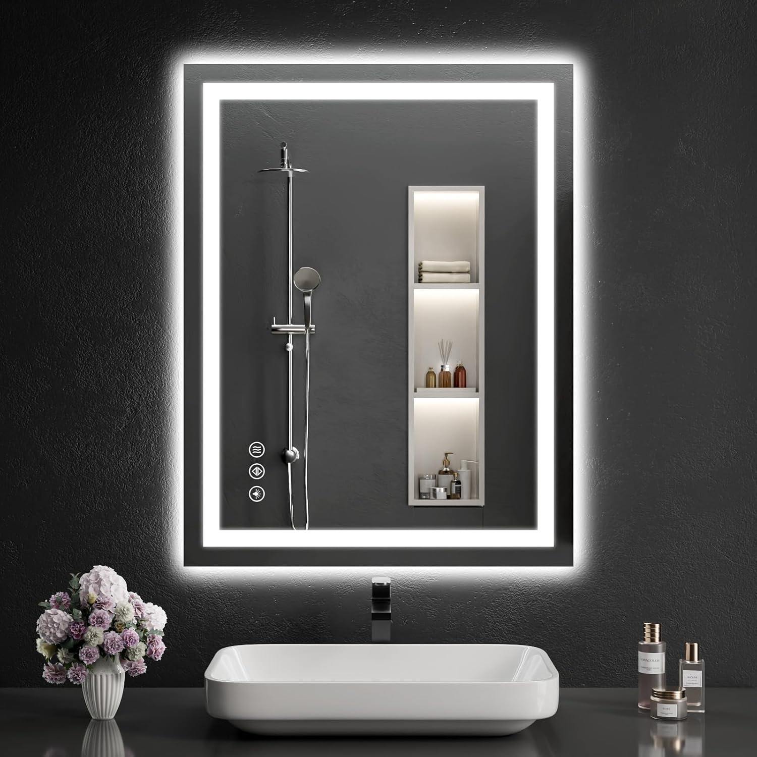 20"x28" LED Bathroom Mirror with Lights, Dimmable，Anti-Fog，Bathroom Vanity Mirror for Wall, Backlit + Front Lit, Memory Function, Shatter-Proof，Tempered Glass
