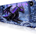 Heated Mouse Pad with 3 Levels Heated & 3 Hours Auto Shut-Off Mouse Pad for Warming Hands in Office Home, 31.5" x 13"Large Safe Desk Mat Hand Warmer，Purple Flying Dragon