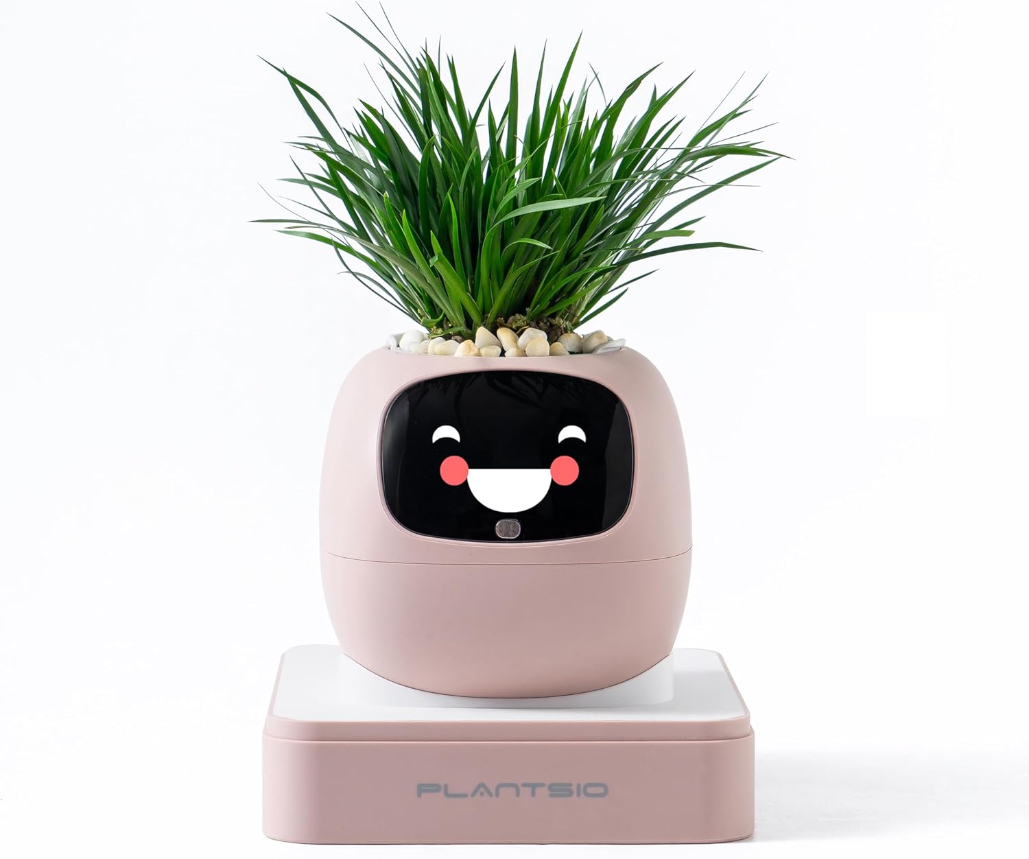 Ivy AI Smart Plant Pot with Emoji Intelligent Planter Robot for Houseplants Tamagotchi Flower Pot Stylish Plantagotchi Home Decor(Blush)