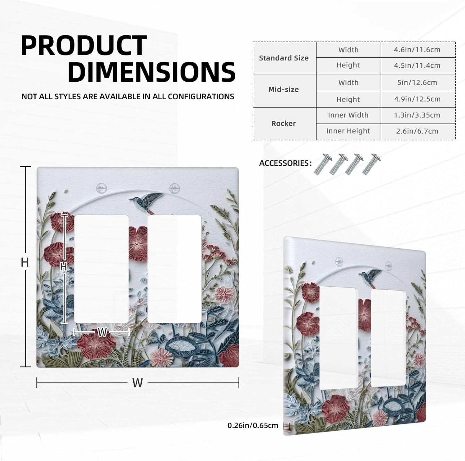Wildflowers Flowers Floral Plants 2 Gang Double Rocker Wall Plate Cover Decorative Light Switch Covers Electrical Faceplate Switch Plates for Bathroom Kitchen Home