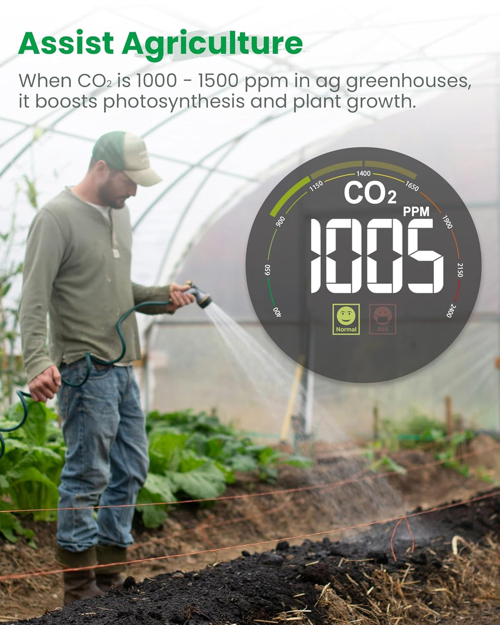 Newentor CO2 Monitor, Indoor Air Quality Meters, Carbon Dioxide Detector with Voice Alert, Large Display CO2 Tester, Temperature Humidity Sensor, Alarm Clock for Home, RV, Grow Tents, White