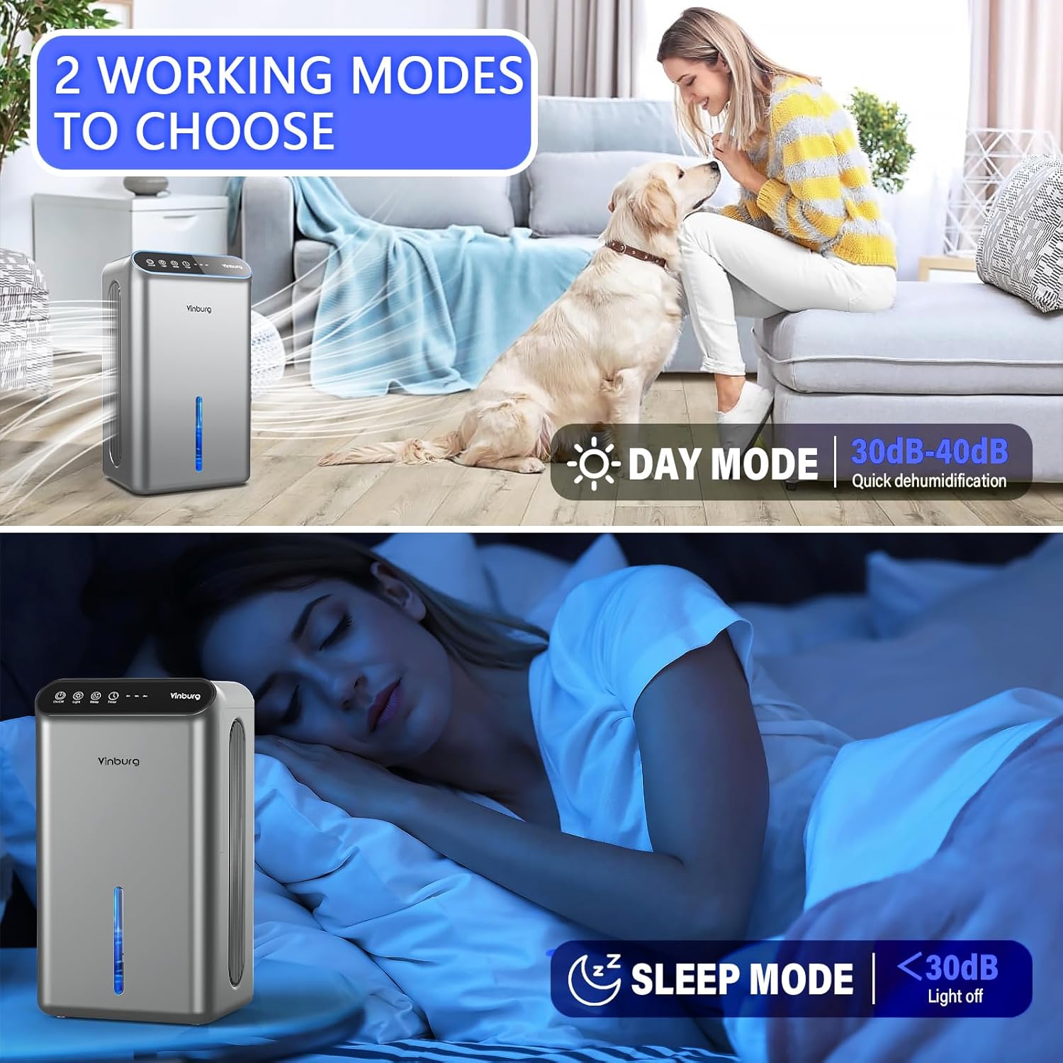 Dehumidifier for Basement (85 OZ, 800 sq ft) Quiet Dehumidifiers for Home, Auto Shut-Off, Sleep Mode, 3 Gear Timer(8H,16H,24H), Small Dehumidifier for Bedroom, Bathroom with Drain Hose