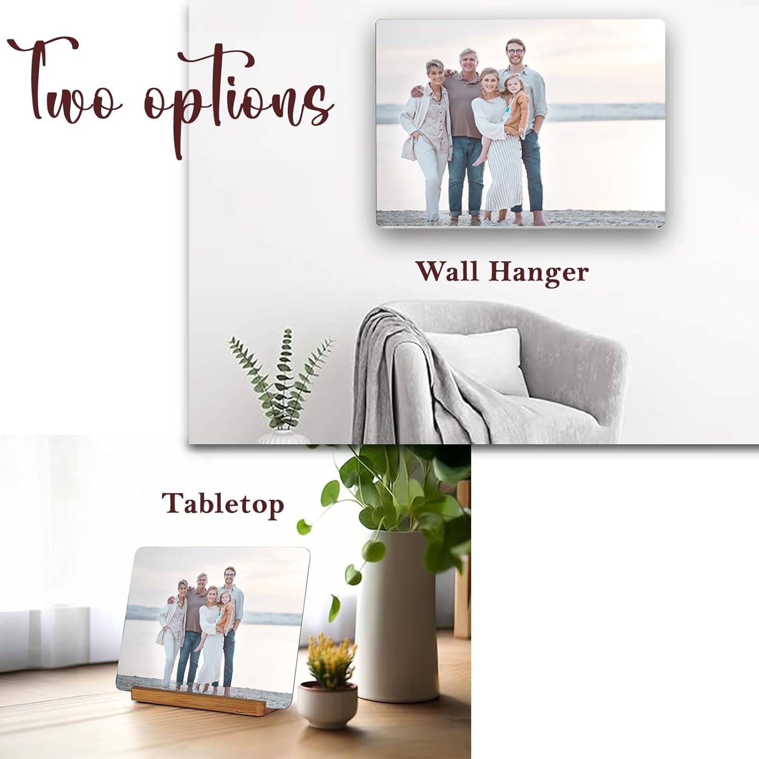 LOUISMIAA Custom Metal Photo Prints,Personalized Picture Gifts,Customized Metal Collage Photo Frame Gift for Family, Lover,Friend,Couple