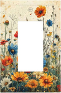 Decorative Outlet Covers Colorful Flowers Wildflowers Plants Orange Yellow Blue 1 Gang Single Rocker Light Switch Cover Plate GFCI Wall Plates Electrical Switch Plate Cover for Home Farmhouse Decor