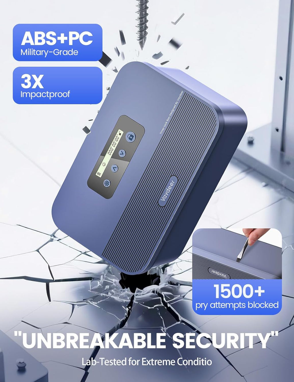 Vaydeer Safe Timed Lock Box, Phone Lock box with Timer Unplug from Phones, Video games, Social media, Snacks&Cravings,Self-Control Lockable Storage Box Boost Your Mental Health