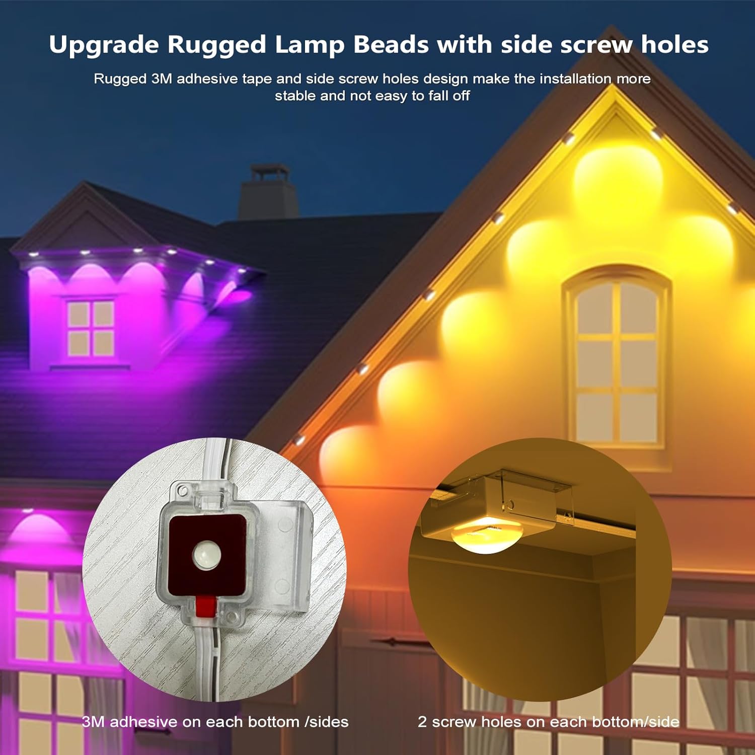 Smart Permanent Outdoor Lights, 100ft Smart Eave Lights with 72 LED Bulbs IP67 Waterproof DIY Multicolor for Daily, Festival, Party, Garden, House Decor, Work with APP/Alexa/Google Assistant