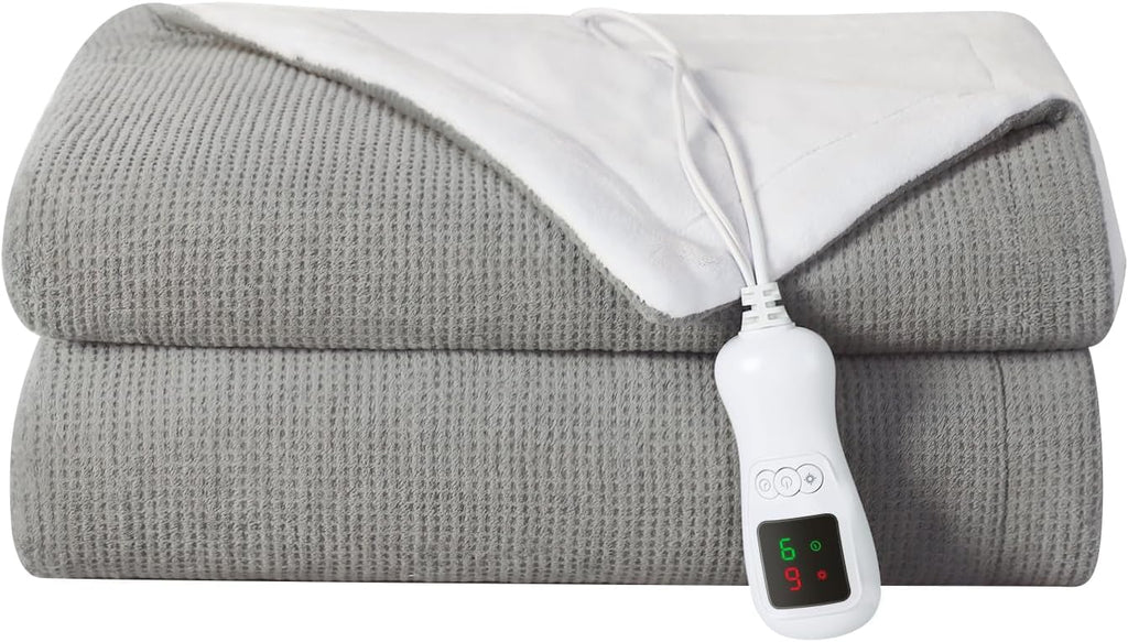 Electric Heated Blanket Throw Size, Washable Blanket Warmer for Home for Adults, Fast Heating, Super Cozy Soft Fabric, 50" x 60", 9 Heat Levels, 1-9H Auto-Off, ETL Certified, Gray