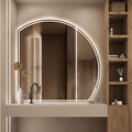 Niccy Half Moon Led Mirror for Bathroom, 40" Semi Round Backlit Mirror for Wall Lighted Mirror with Frameless 3 Color, Defogger, Explosion-Proof, HD Glass and IP65 Vanity Mirror