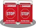 Safety Caution Barricade 2Panels Foldable Security Signs With PVC Tarp Removable Safety Barrier Wet Floor Guard Symbol Clear Printing Safety Fence(Red)
