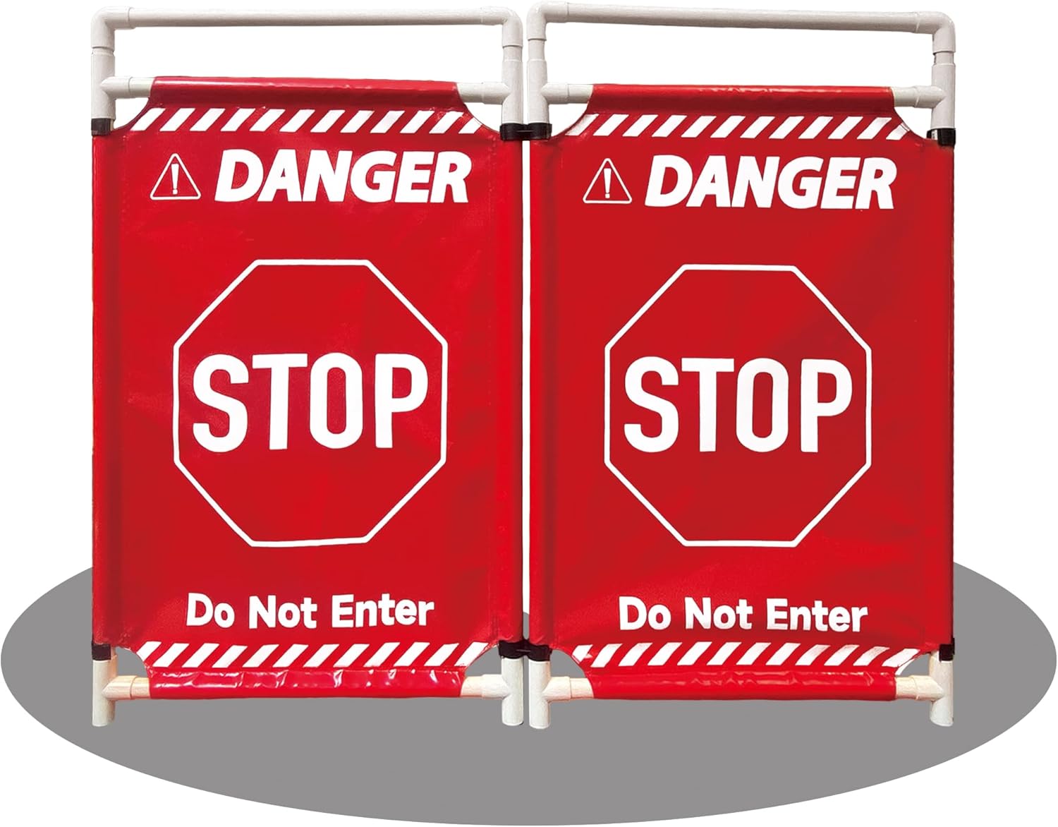 Safety Caution Barricade 2Panels Foldable Security Signs With PVC Tarp Removable Safety Barrier Wet Floor Guard Symbol Clear Printing Safety Fence(Red)