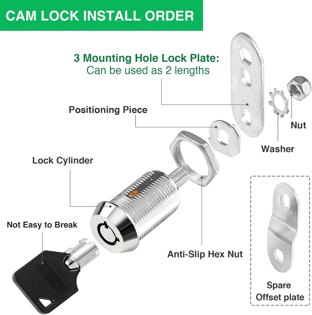 2 Pack Cabinet Lock with Keys, 1" RV Storage Locks Keyed Alike, RV Locks for Storage Door, Camper Toolbox RV Cam Locks with Manual(2Pack, 1 Inch)