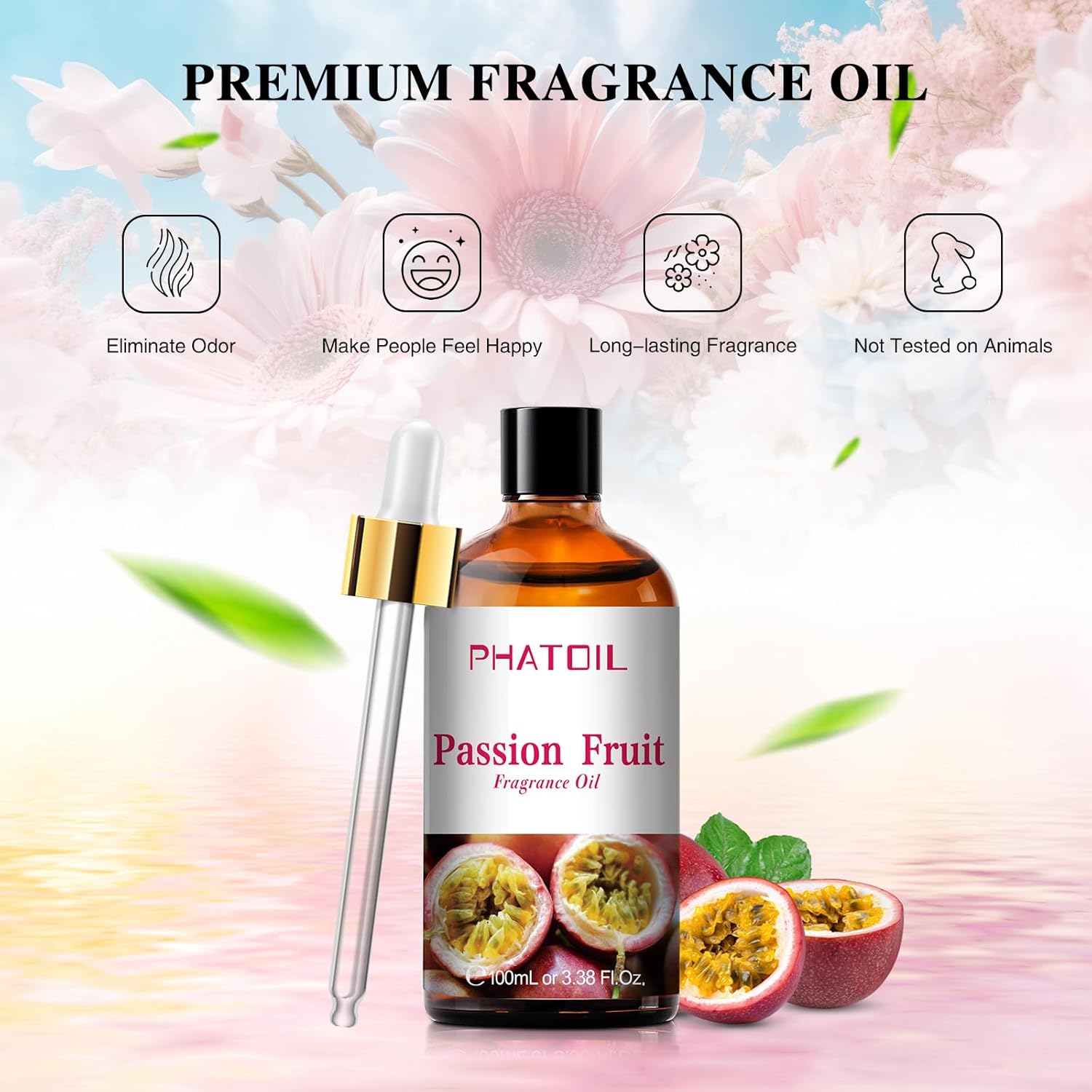 PHATOIL 3.38FL.OZ Passion Fruit Fragrance Oils for Aromatherapy, Essential Oils for Diffusers for Home, Perfect for Diffuser, Yoga, Skin Care, DIY Candle and Soap Making - 100ml