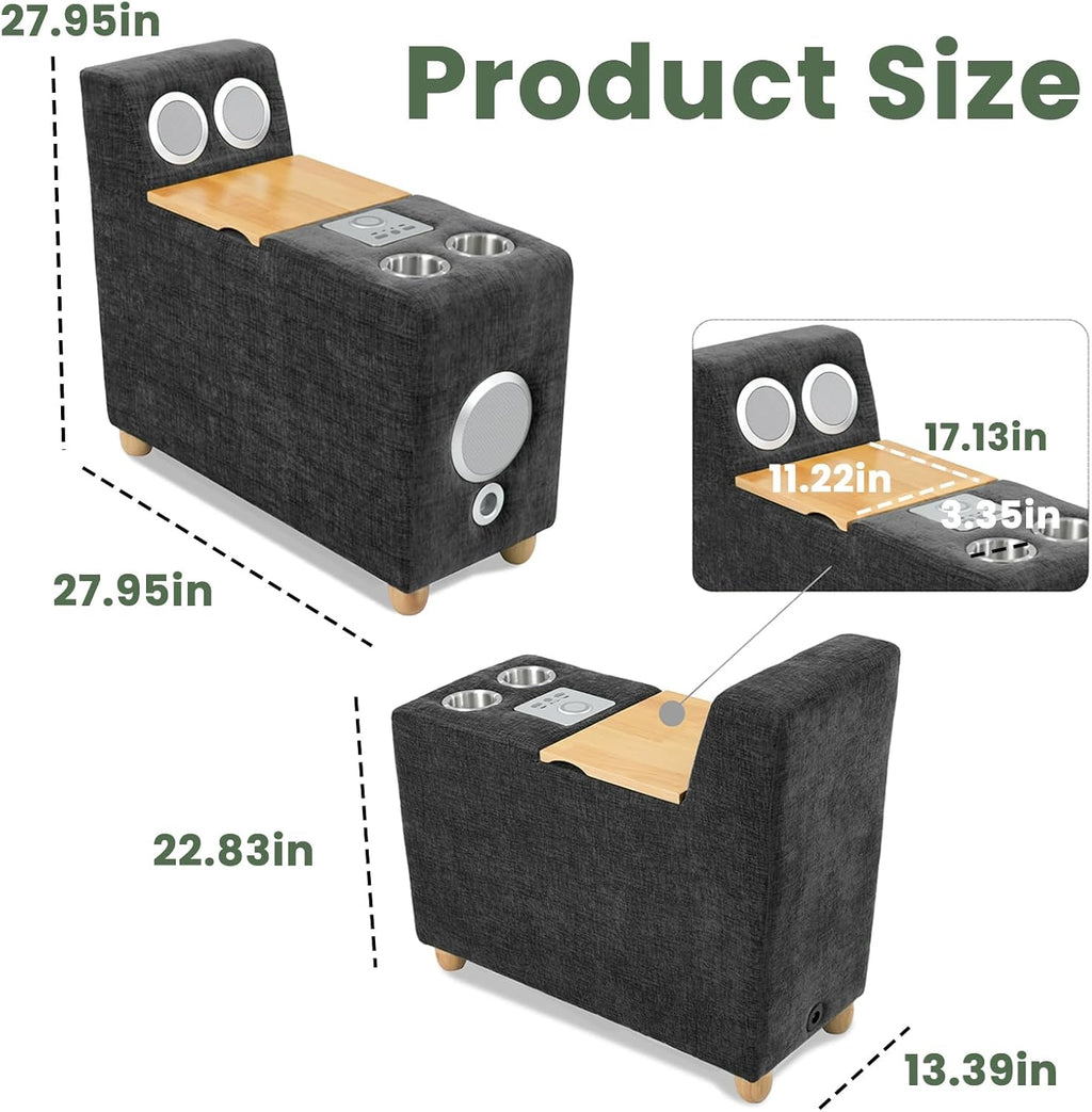 Brelice Modular Sofa Console with Wireless Charging & Bluetooth Speaker - All-in-One Armrest Organizer with Wired Charging, Storage Tray, Volume Control for Sectional Couch, Living Room
